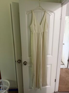 Women's Cream V-Neck Jumpsuit